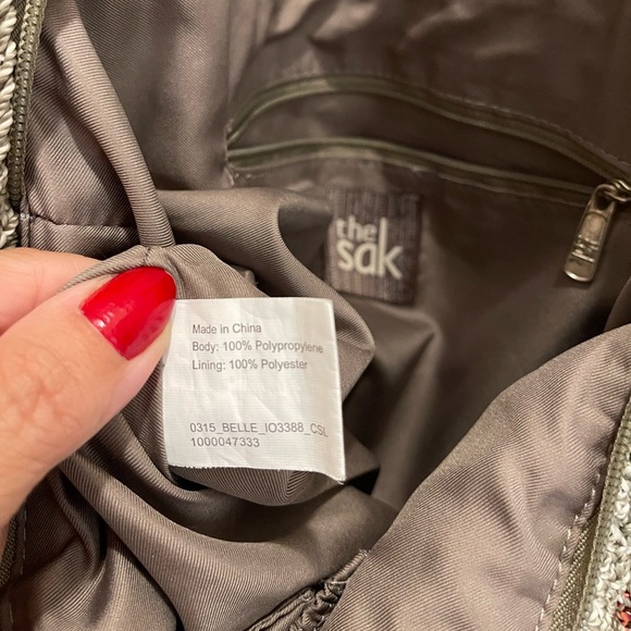 The Sak Boho Tight Knit Shoulder Bag Purse Charm Crochet Hobo Pride Medium Size - Picture 12 of 14